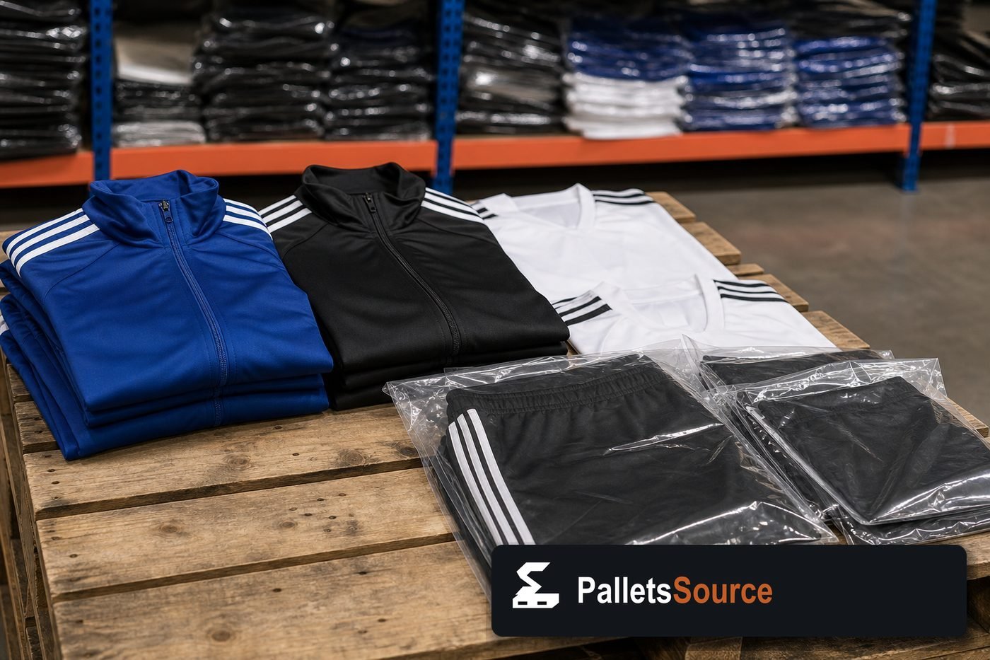 Adidas Clothing Pallets — Pallet inventory close-up