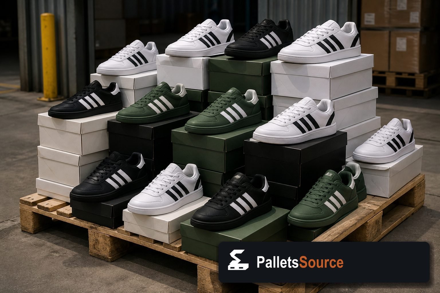 Adidas Shoe Pallets — Full pallet view