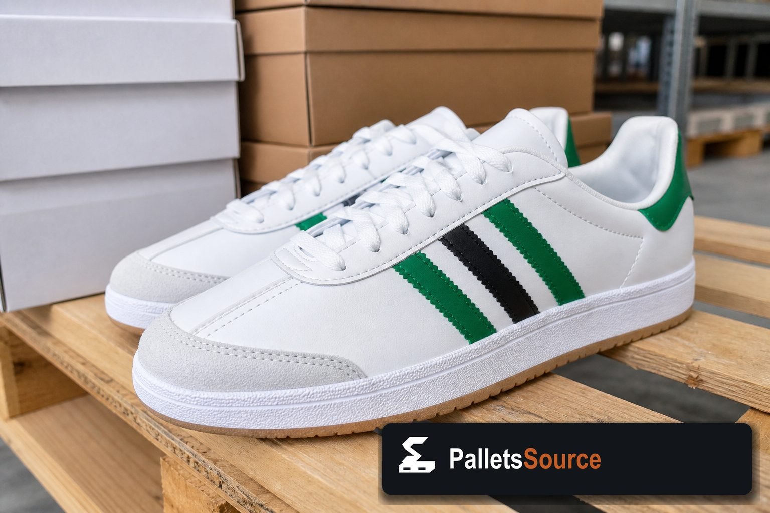 Adidas Shoe Pallets — Pallet inventory close-up