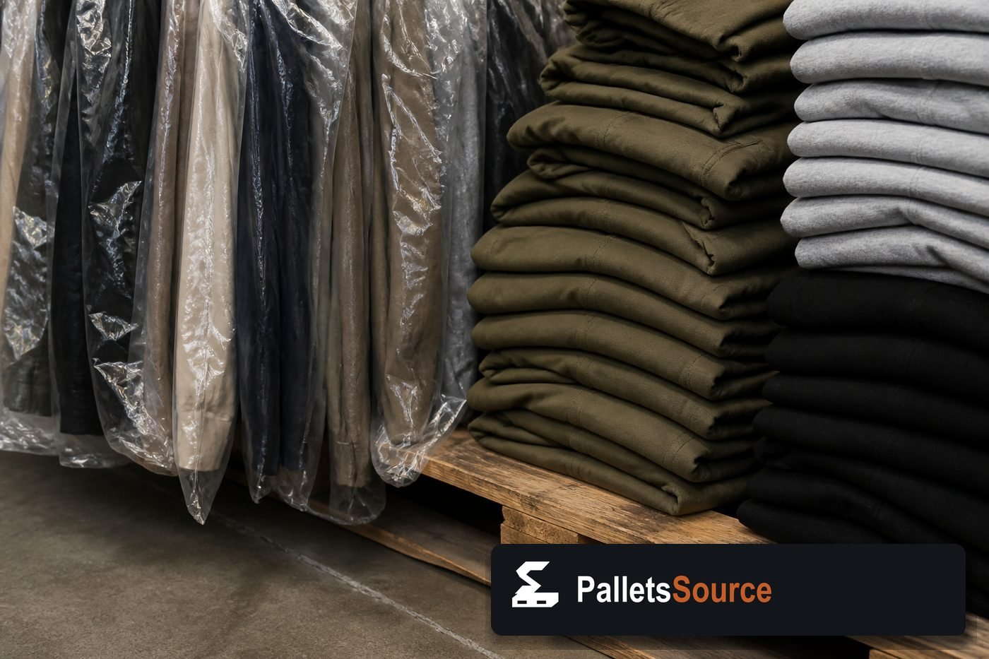 Apparel Pallets — Pallet inventory close-up