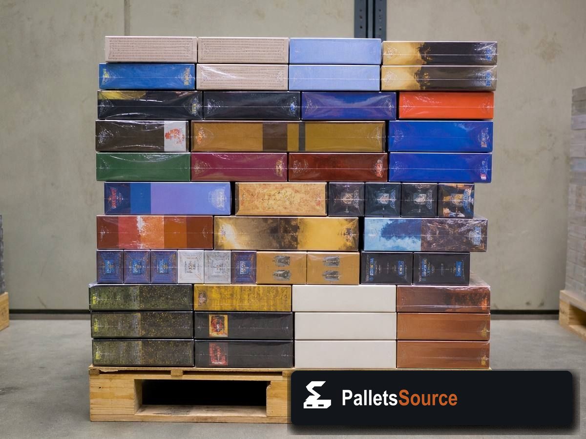 Board Game Pallets — Pallet inventory close-up