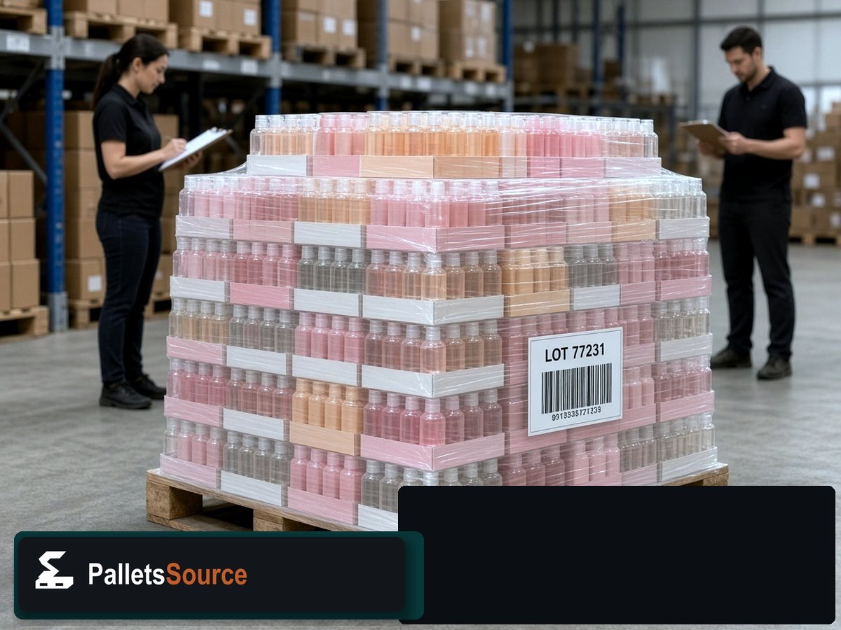 Body Mist Fragrance Pallets — Inventory pallet with wrap quality and boxed scent