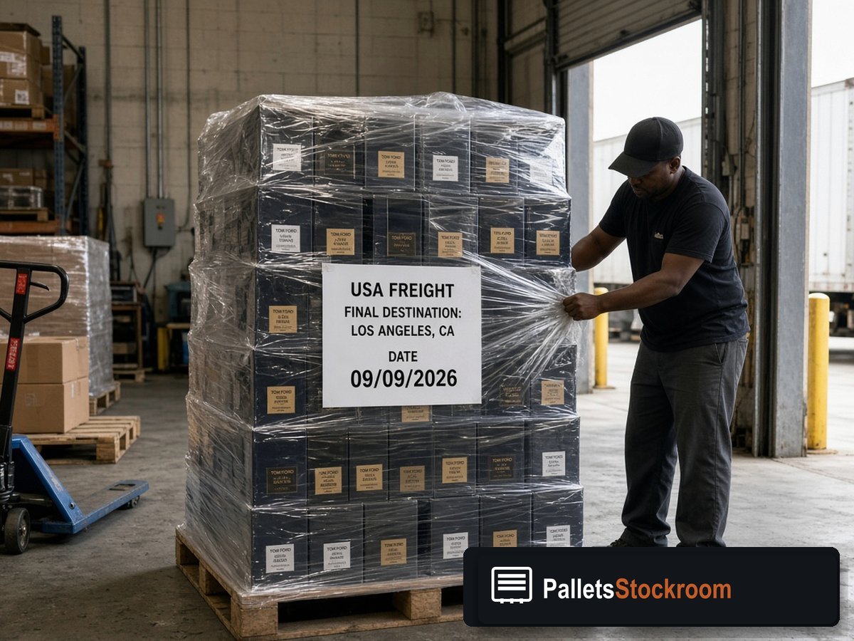 Burberry Perfume Pallets — Shipping dock staging for USA freight