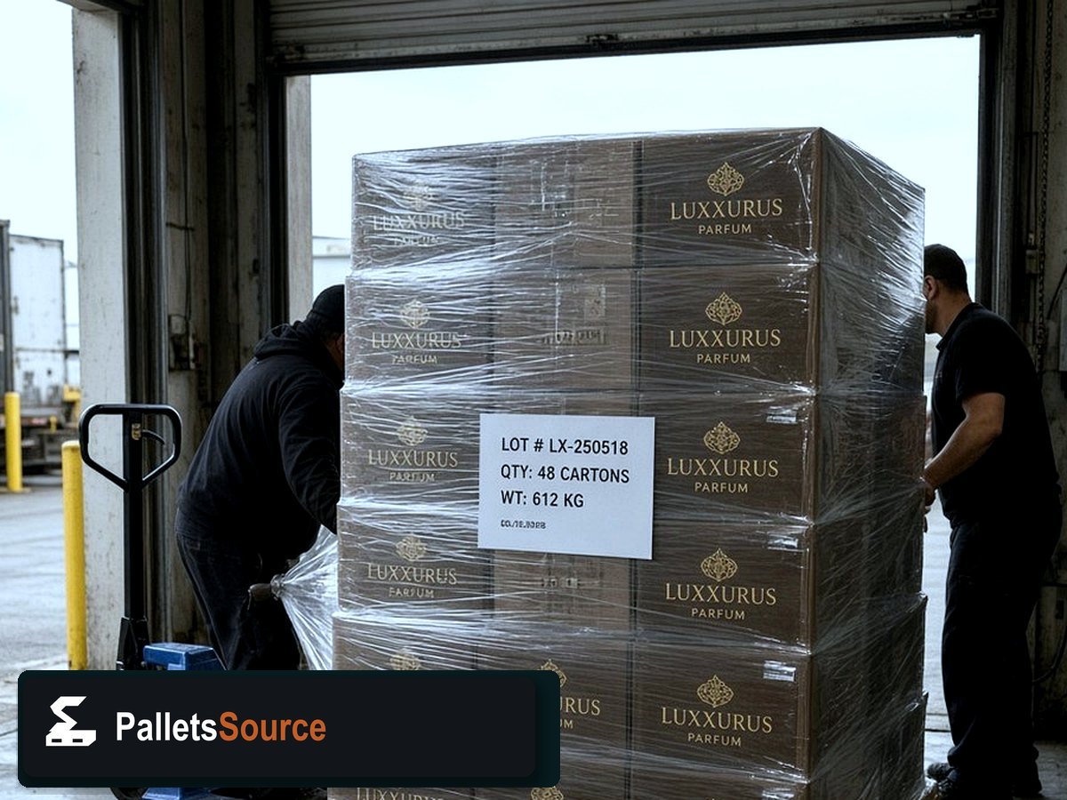 Designer & Arabic Perfume Pallets — Warehouse pallet packing context