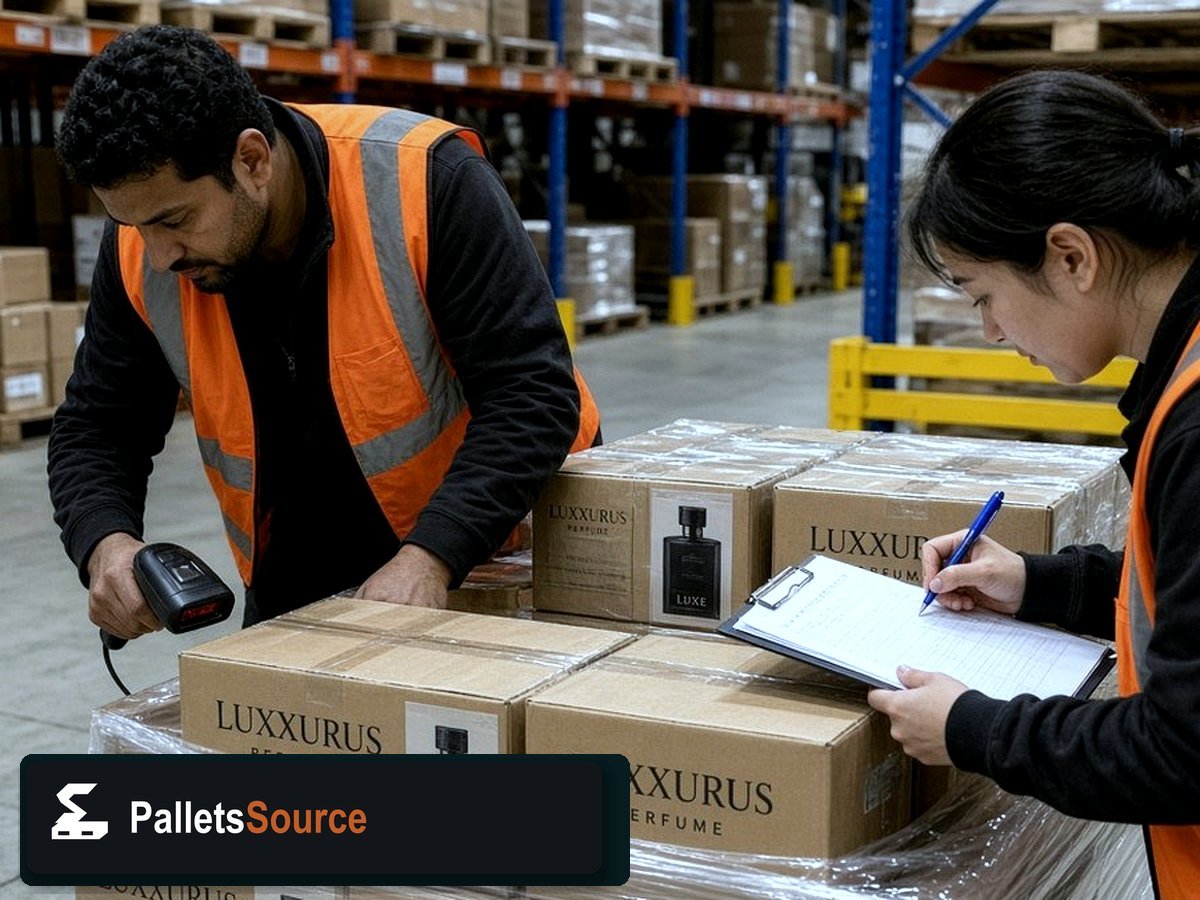 Designer & Arabic Perfume Pallets — Aisle or dock staging for USA freight