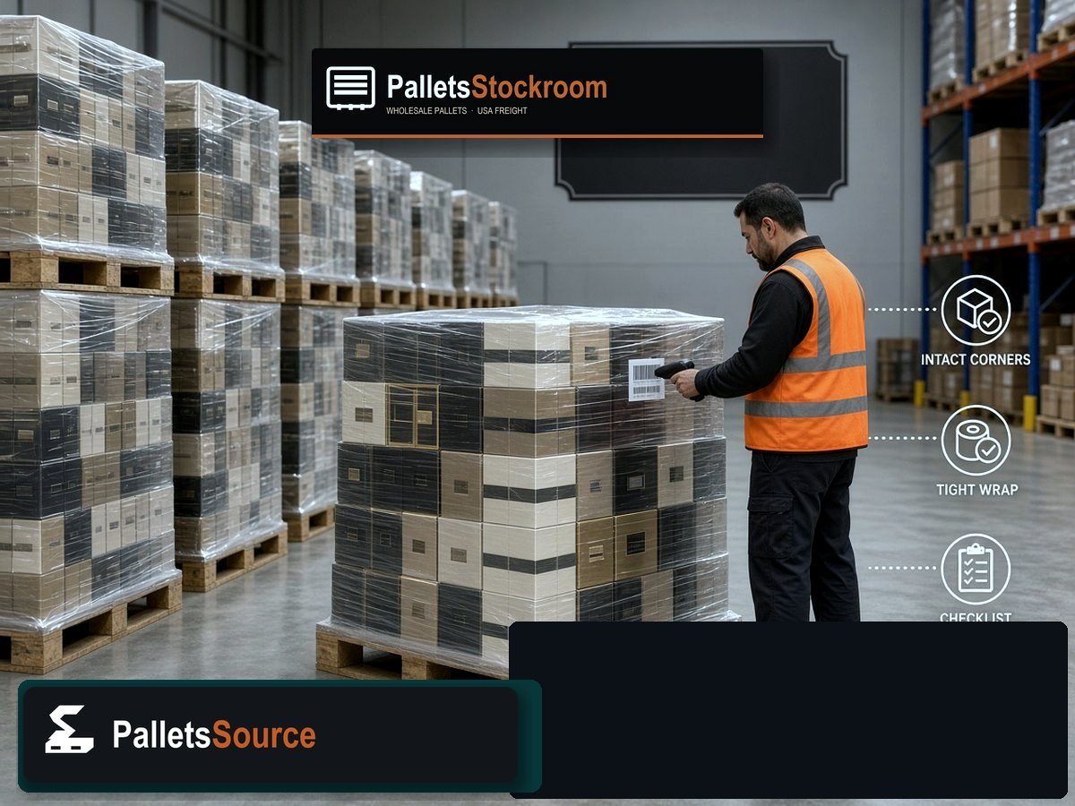 Designer Perfume Pallets — Floor operations with branded warehouse signage