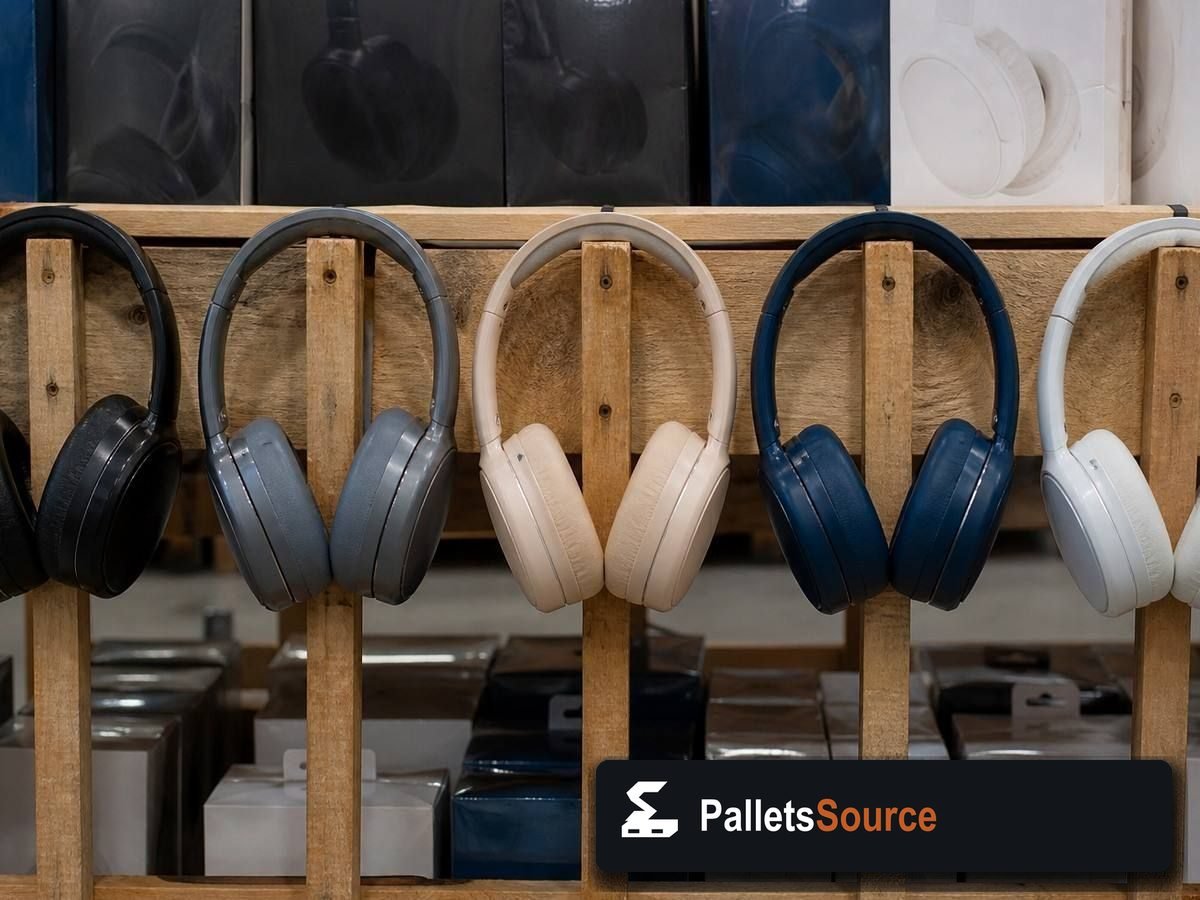 Headphones Pallets — Pallet inventory close-up