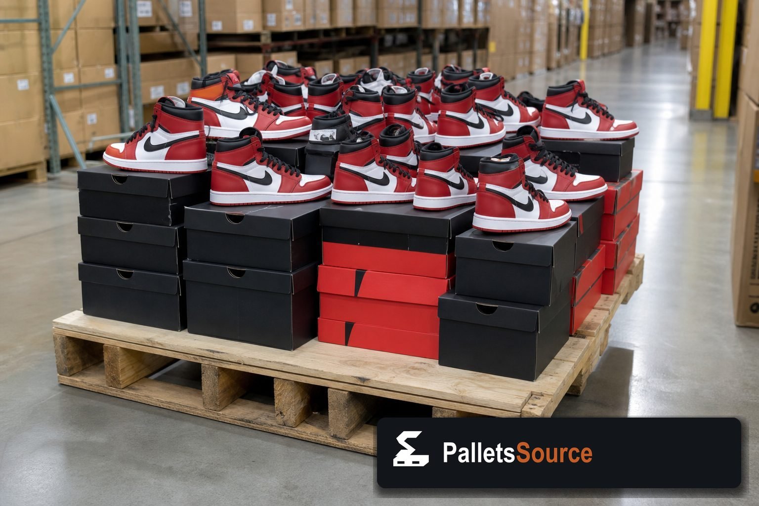 Jordan Shoe Pallets — Full pallet view