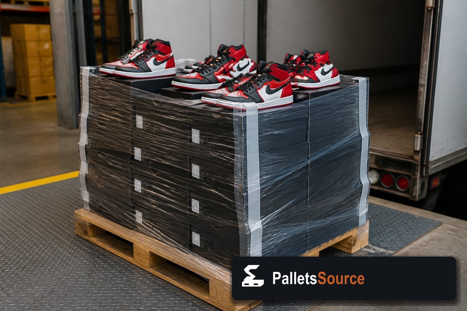 Jordan Shoe Pallets — Warehouse / shipping context
