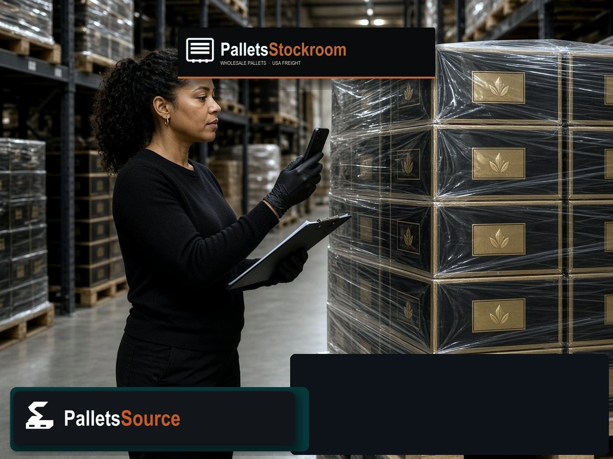 Luxury Perfume Liquidation Pallets — Floor operations with branded warehouse signage