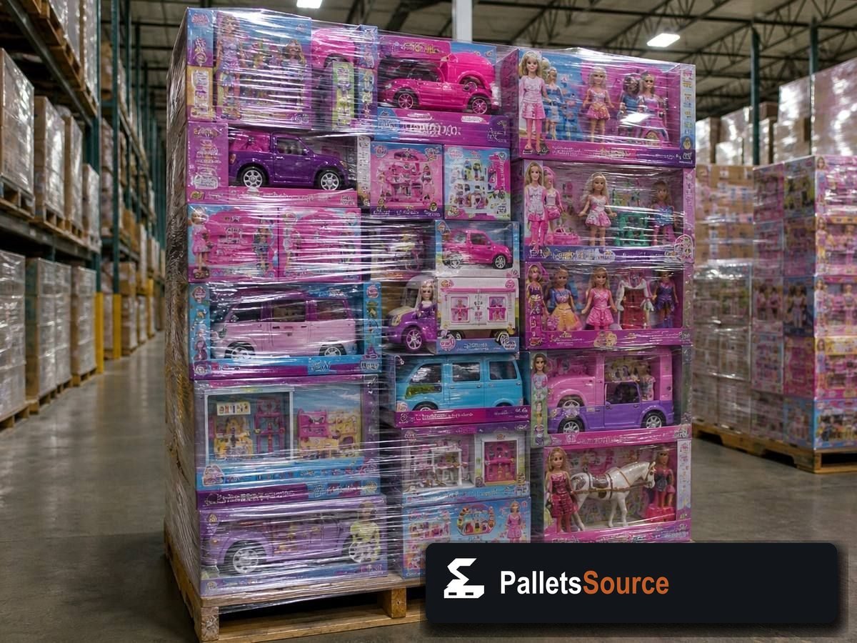 Mattel Toy Pallets — Pallet inventory close-up