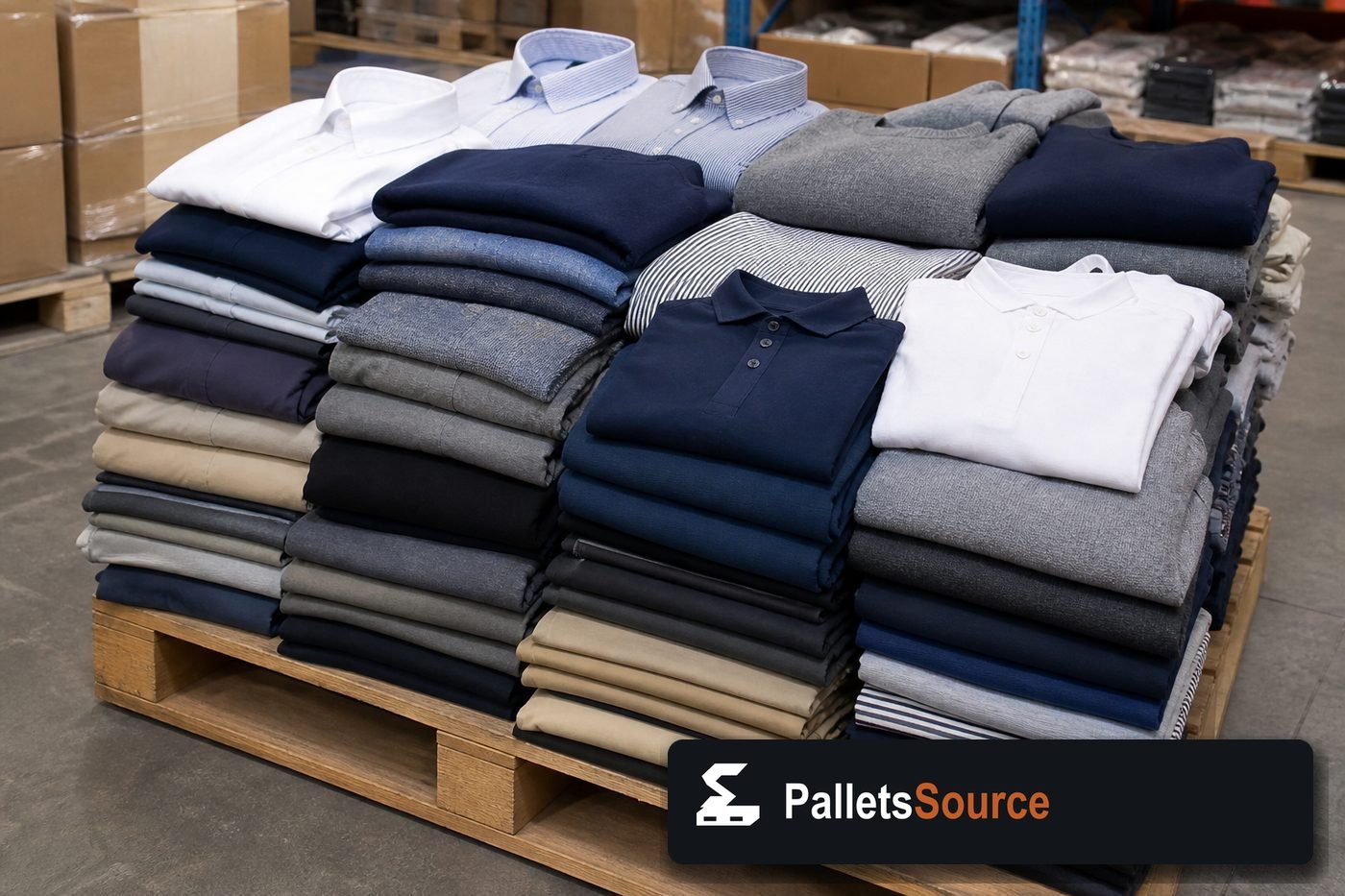 Men's Clothing Pallets — Full pallet view