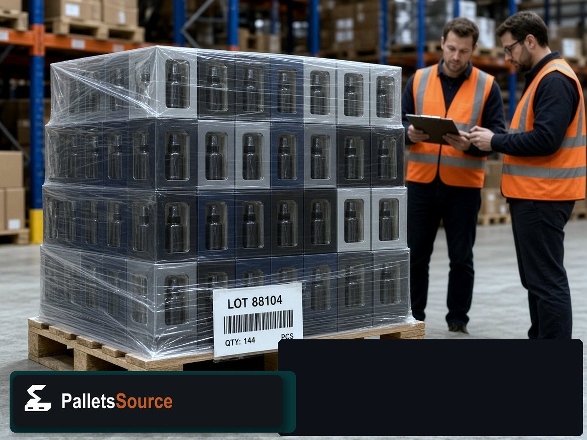 Men’s Cologne Pallets — Inventory pallet with wrap quality and boxed scent