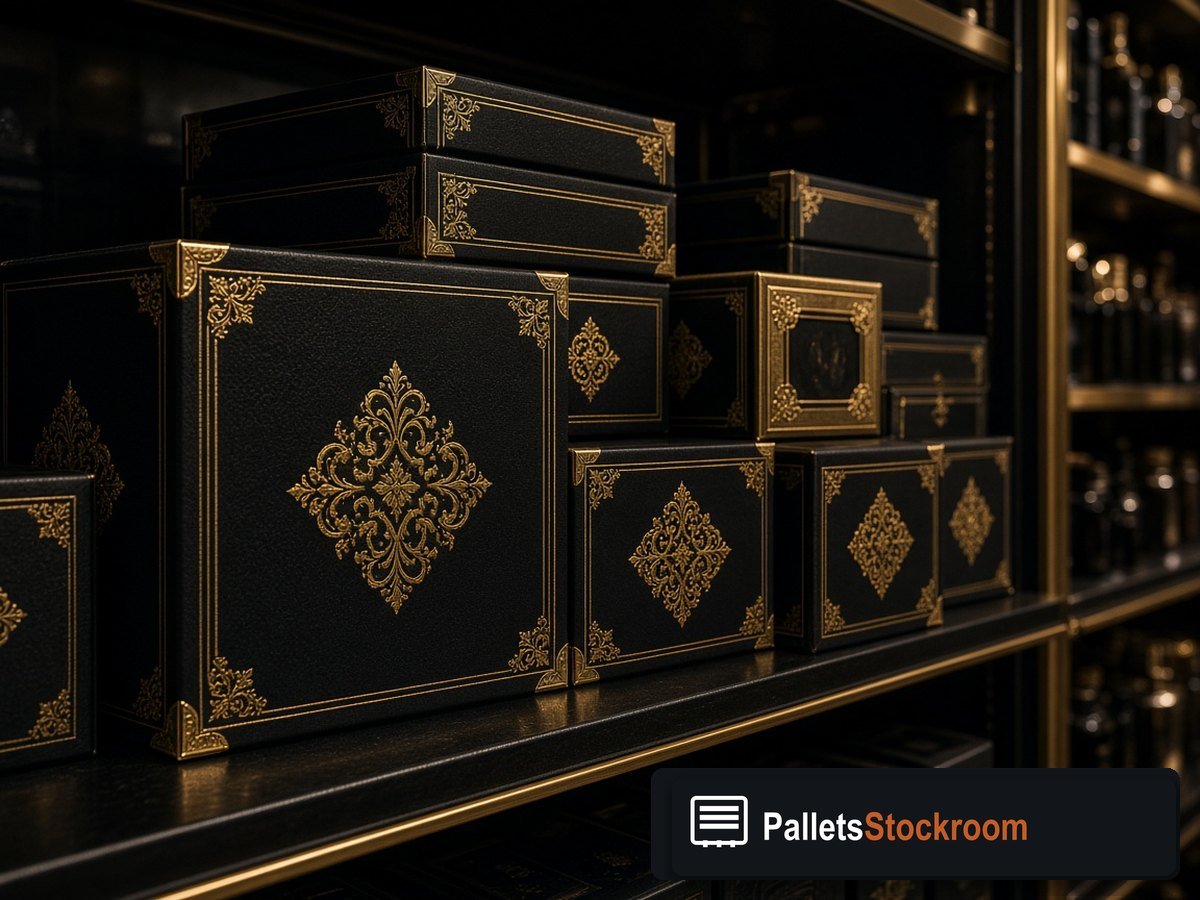 Mixed Luxury Fragrance Assortment Pallets — Inventory pallet with wrap quality and boxed scent