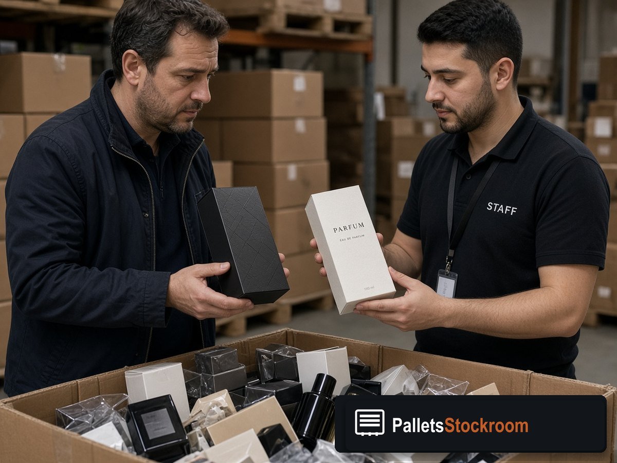 Mixed Perfume & Cologne Pallets — Shipping dock staging for USA freight