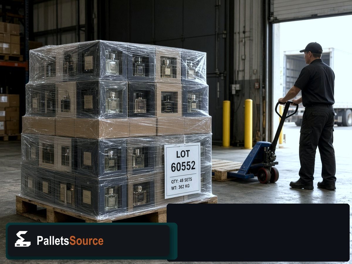 Perfume Gift Set Pallets — Shipping dock staging for USA freight