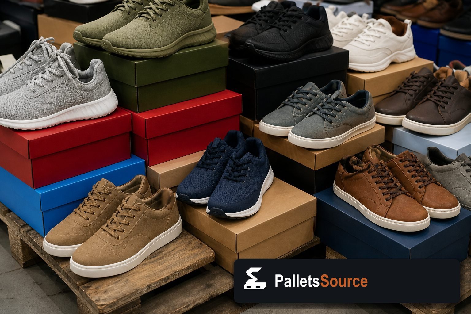 Shoe Pallets — Pallet inventory close-up