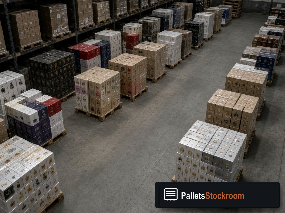Valentino Perfume Pallets — Shipping dock staging for USA freight