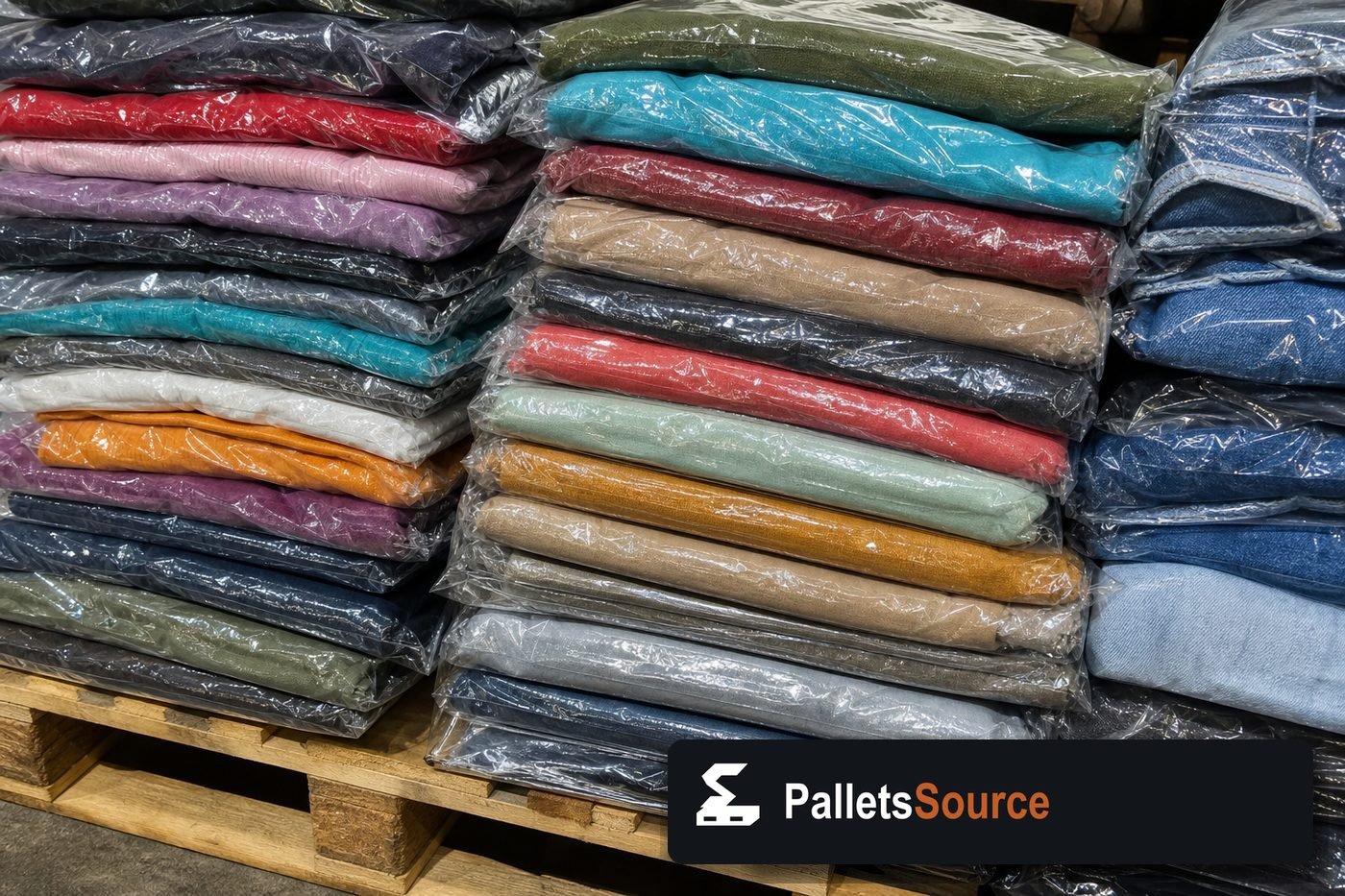 Wholesale Clothing Pallets — Pallet inventory close-up